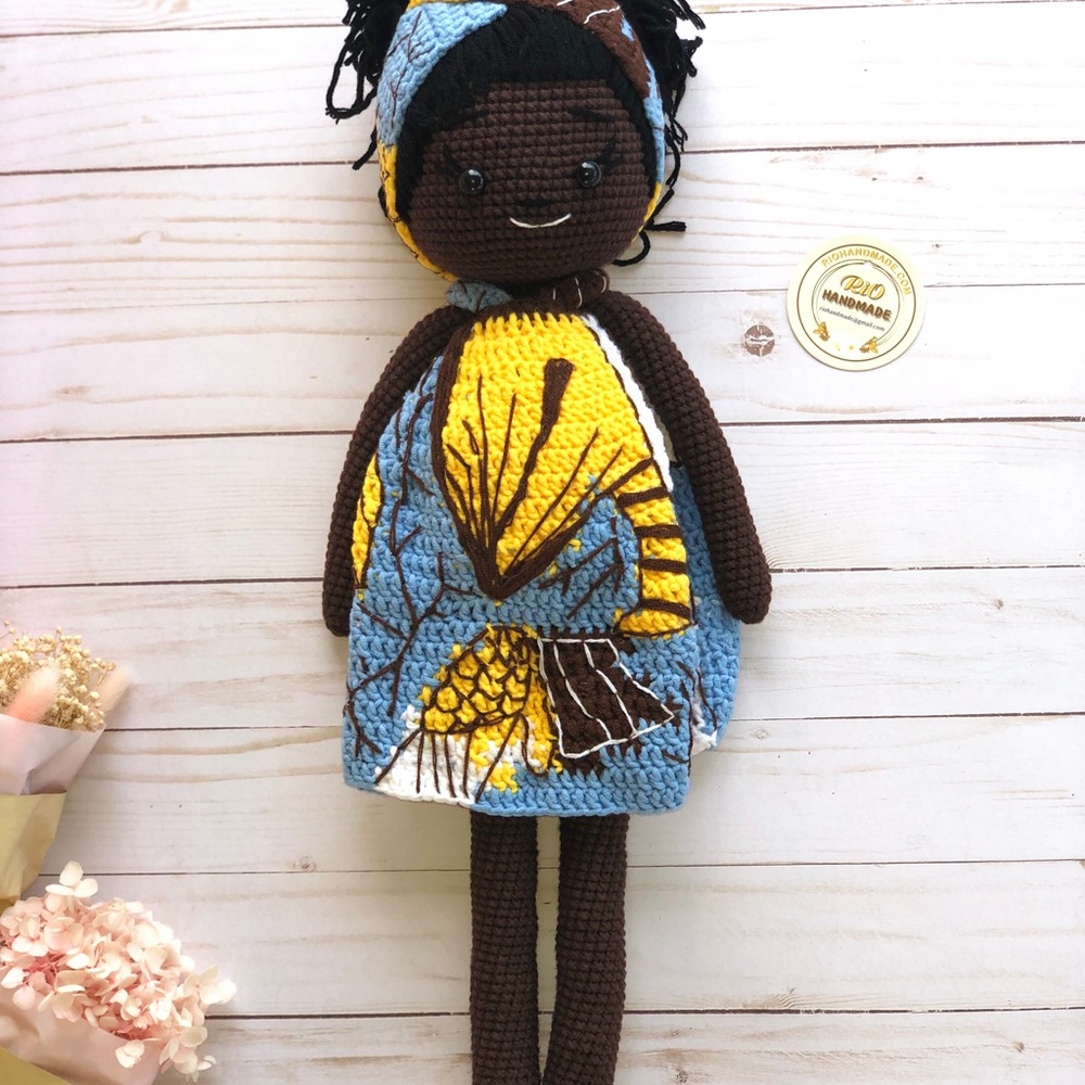 Crochet doll, amigurumi African American
